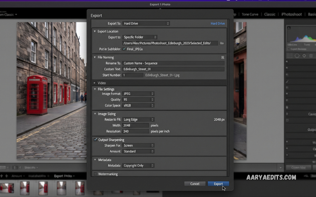Lightroom Export Settings